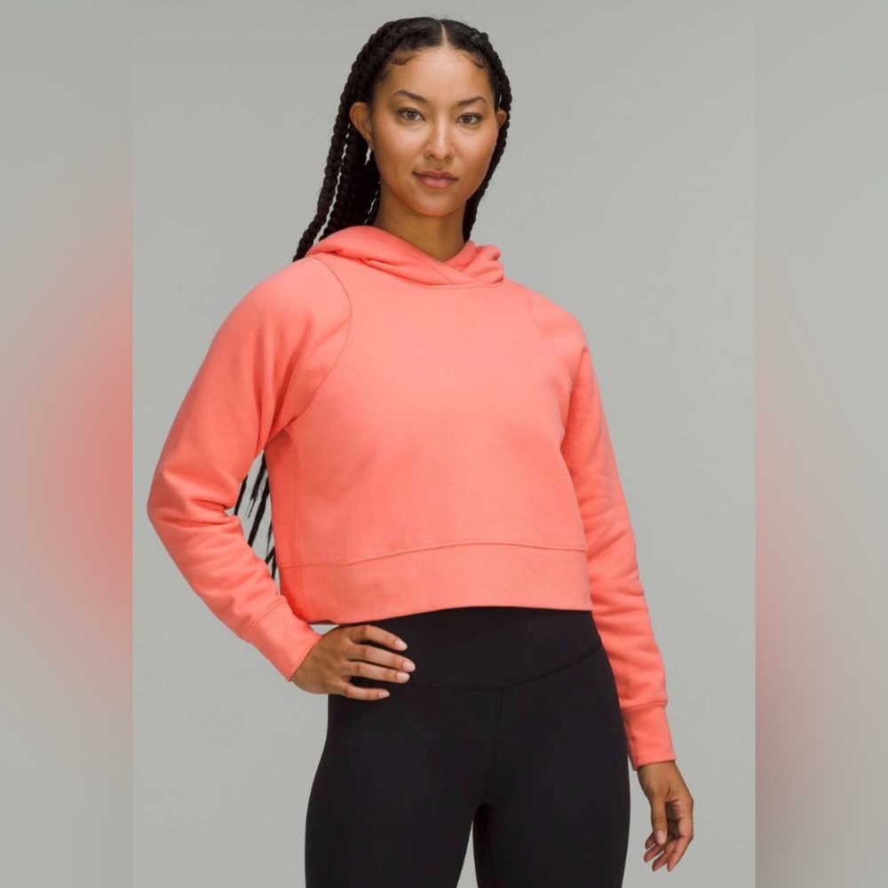 Lululemon Loungeful crop hoodie in raspberry cream, size 4